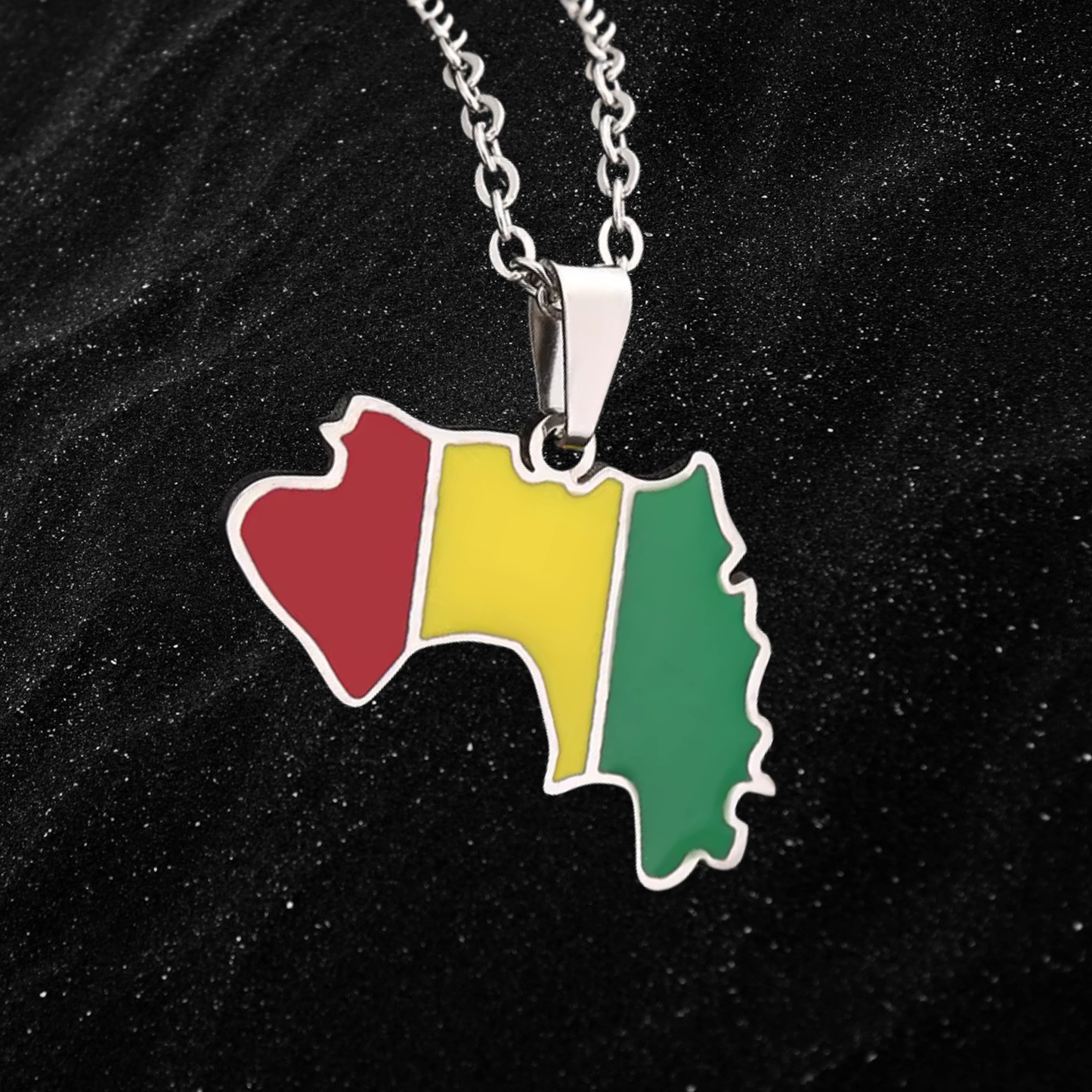 Guinea Map Necklace With Colored Flag