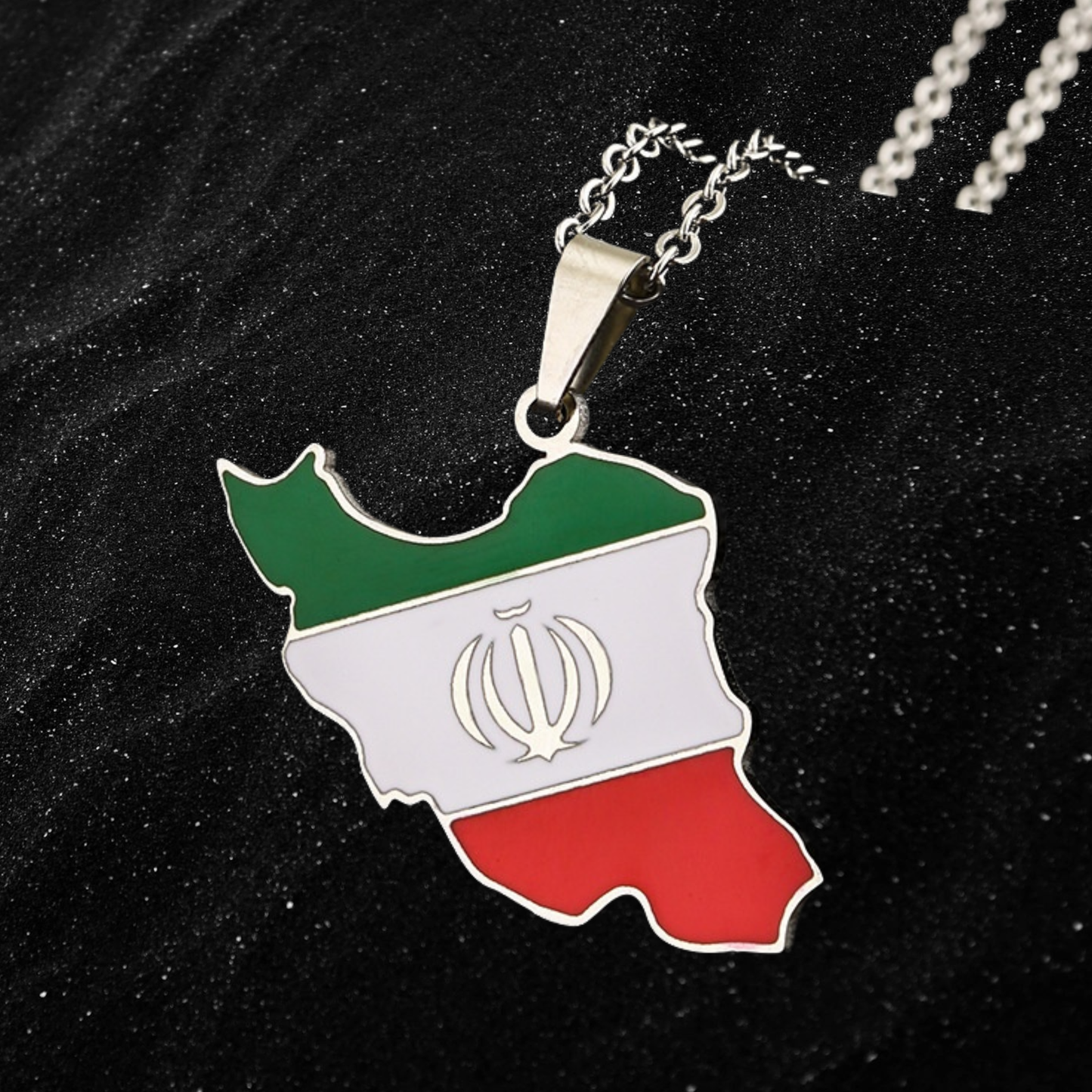 Iran Map Necklace With Colored Flag