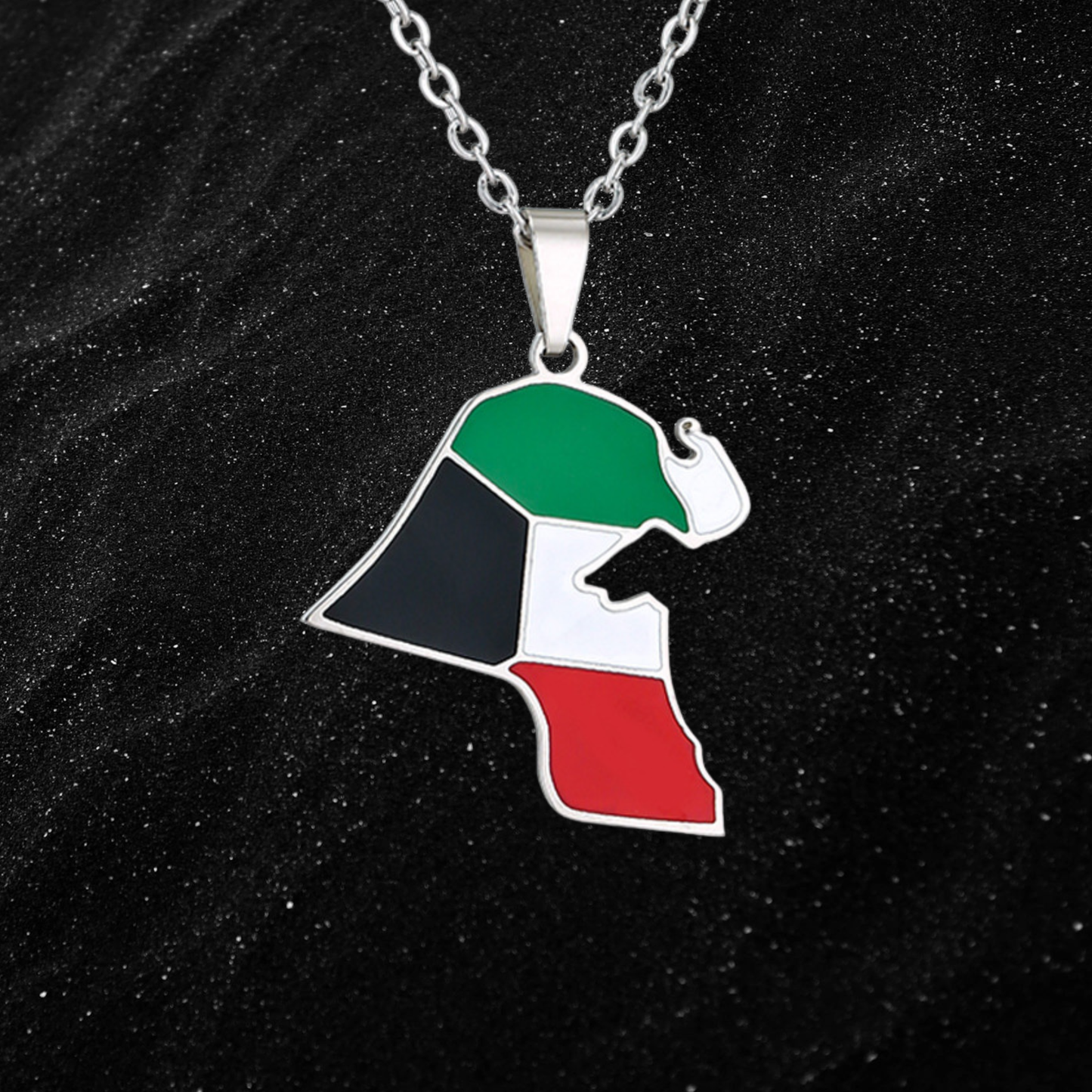 Kuwait Map Necklace With Colored Flag