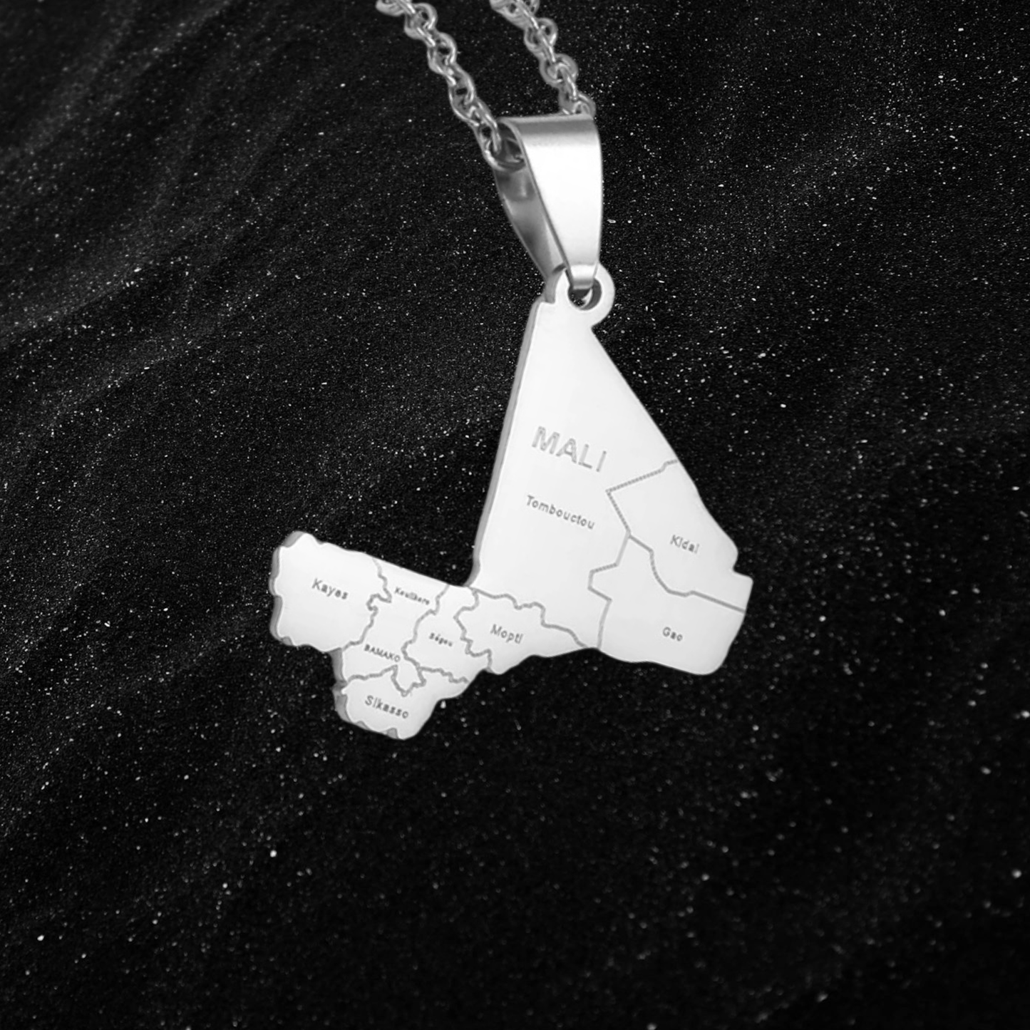 Mali Map Necklace With City Names