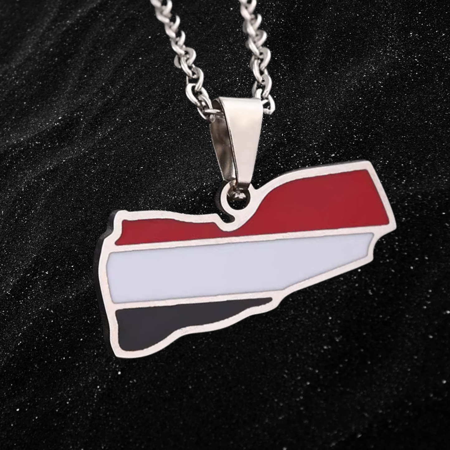 Yemen Map Necklace With Colored Flag