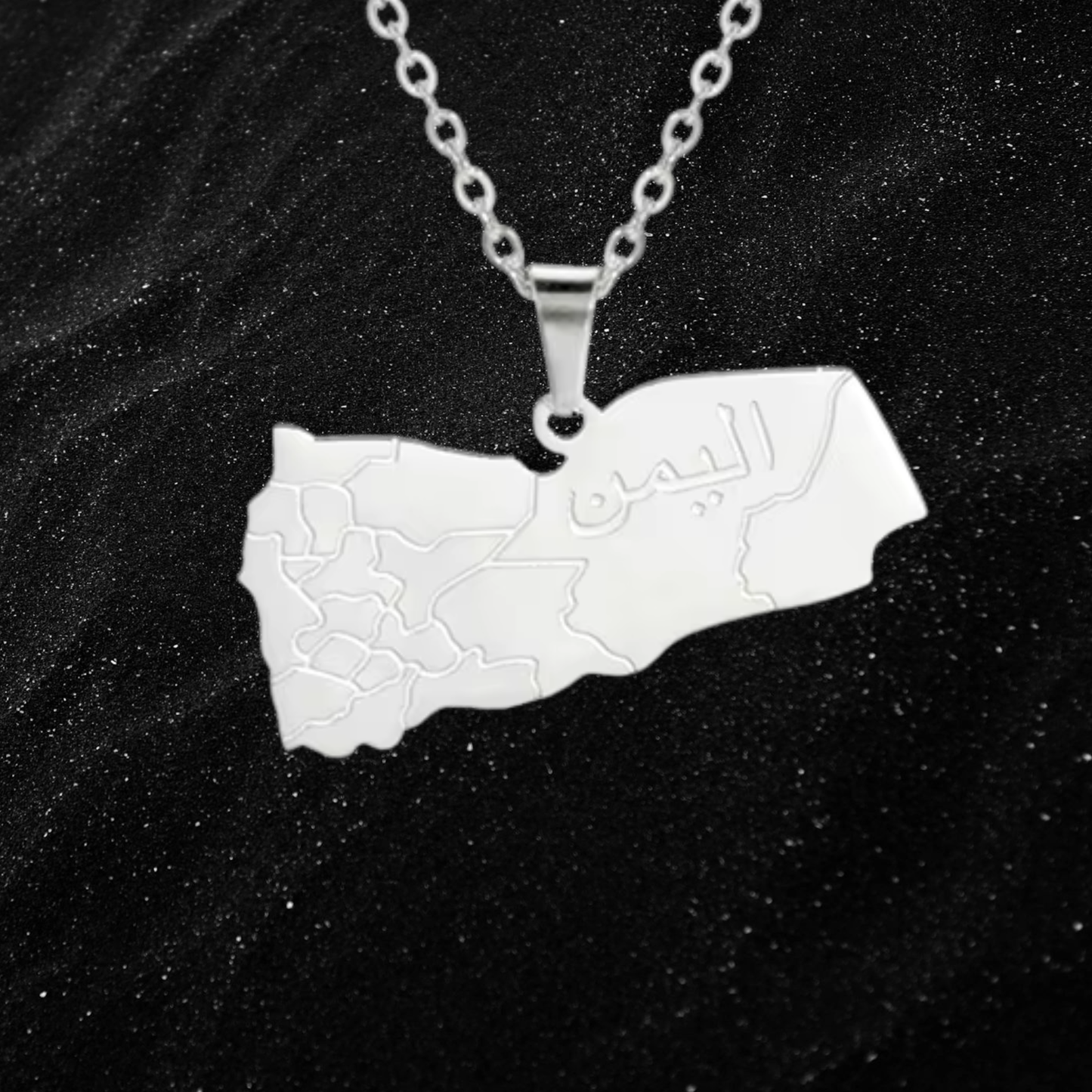 Yemen Map Necklace With City Names