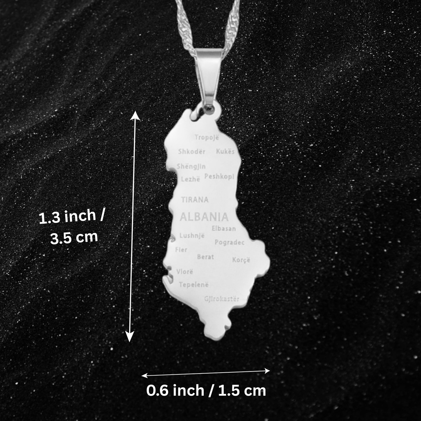 Albania Map Necklace With City Names