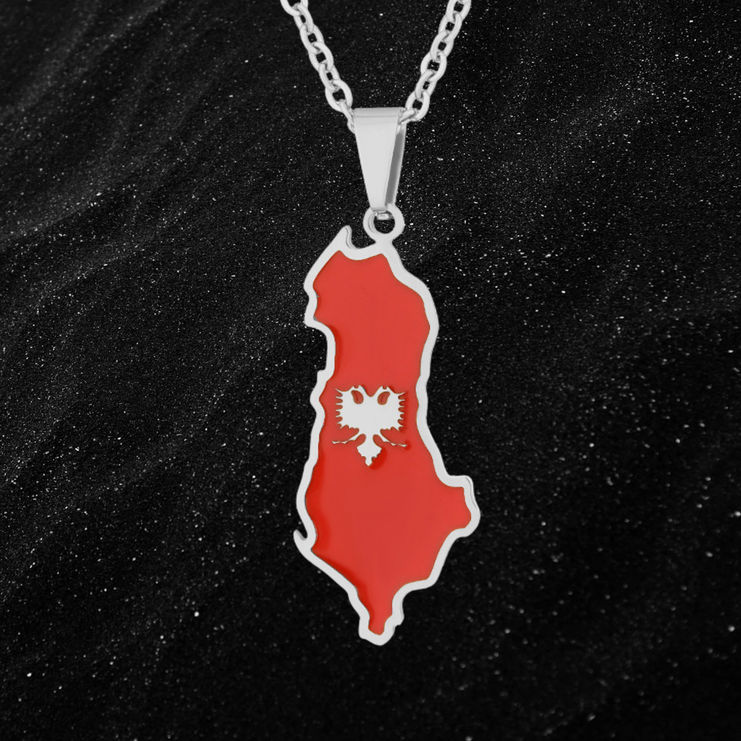 Albania Map Necklace With Colored Flag