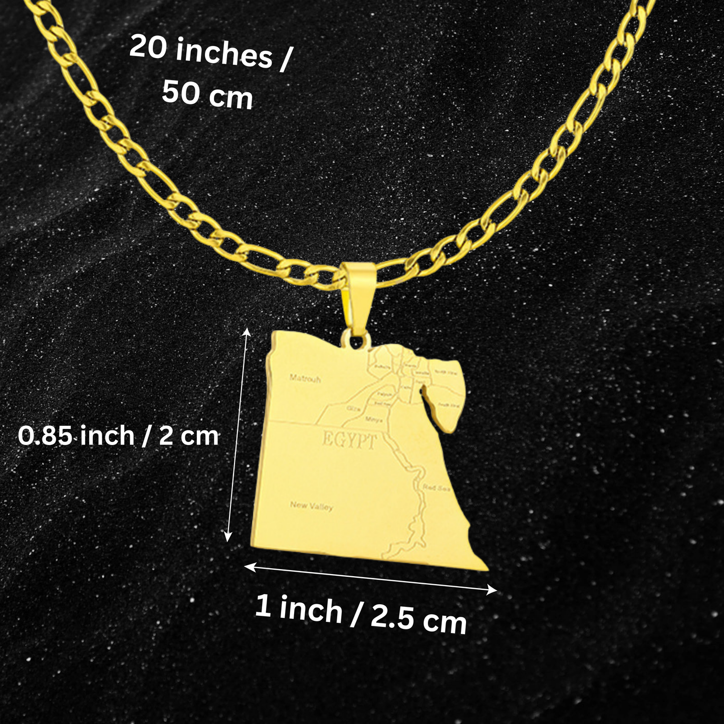 Egypt Map Necklace With City Names