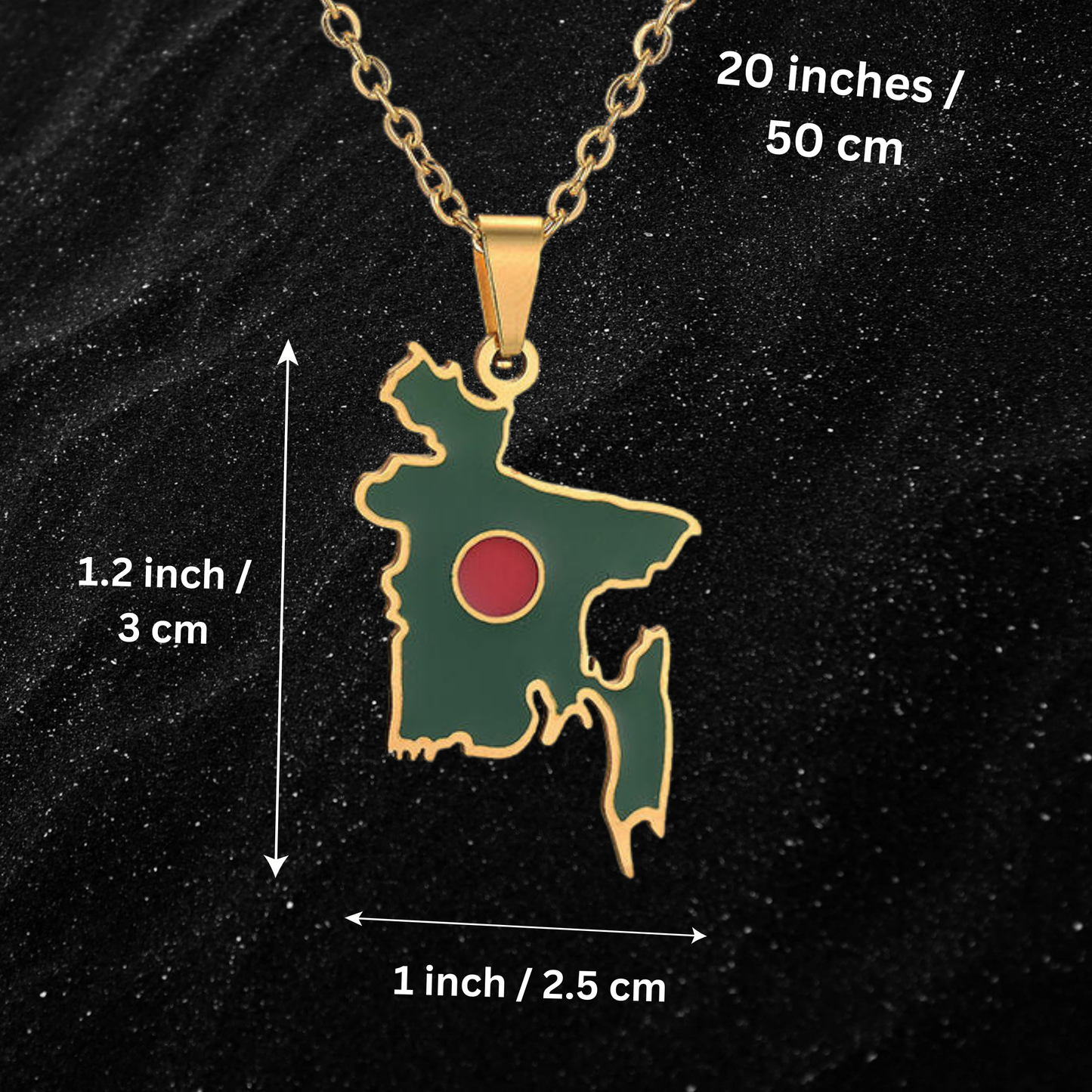 Bangladesh Map Necklace With Colored Flag