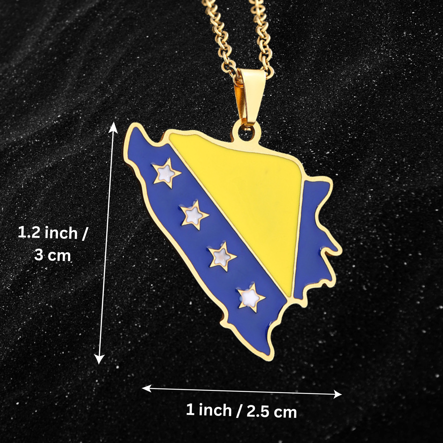 Bosnia Map Necklace With Colored Flag