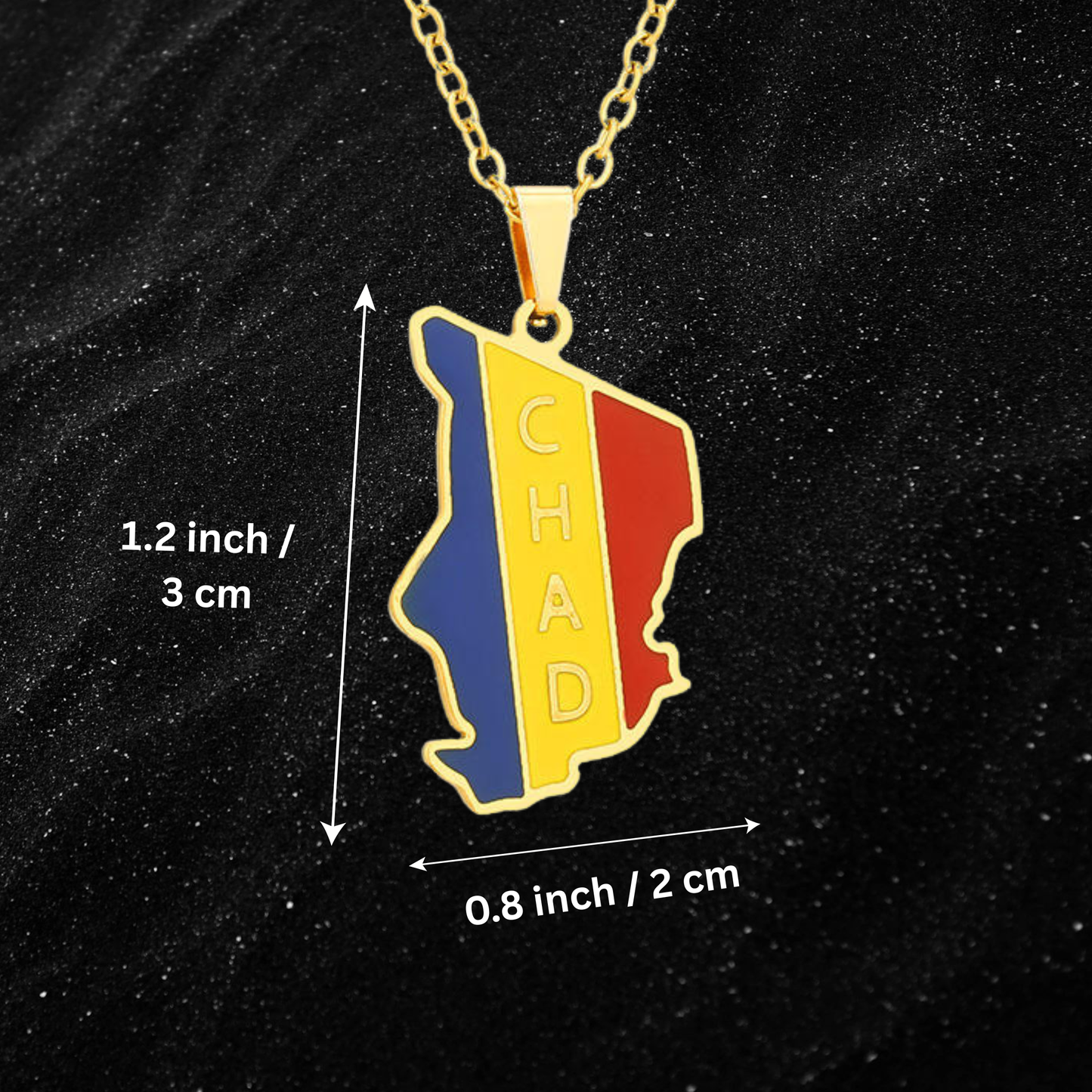 Chad Map Necklace With Colored Flag