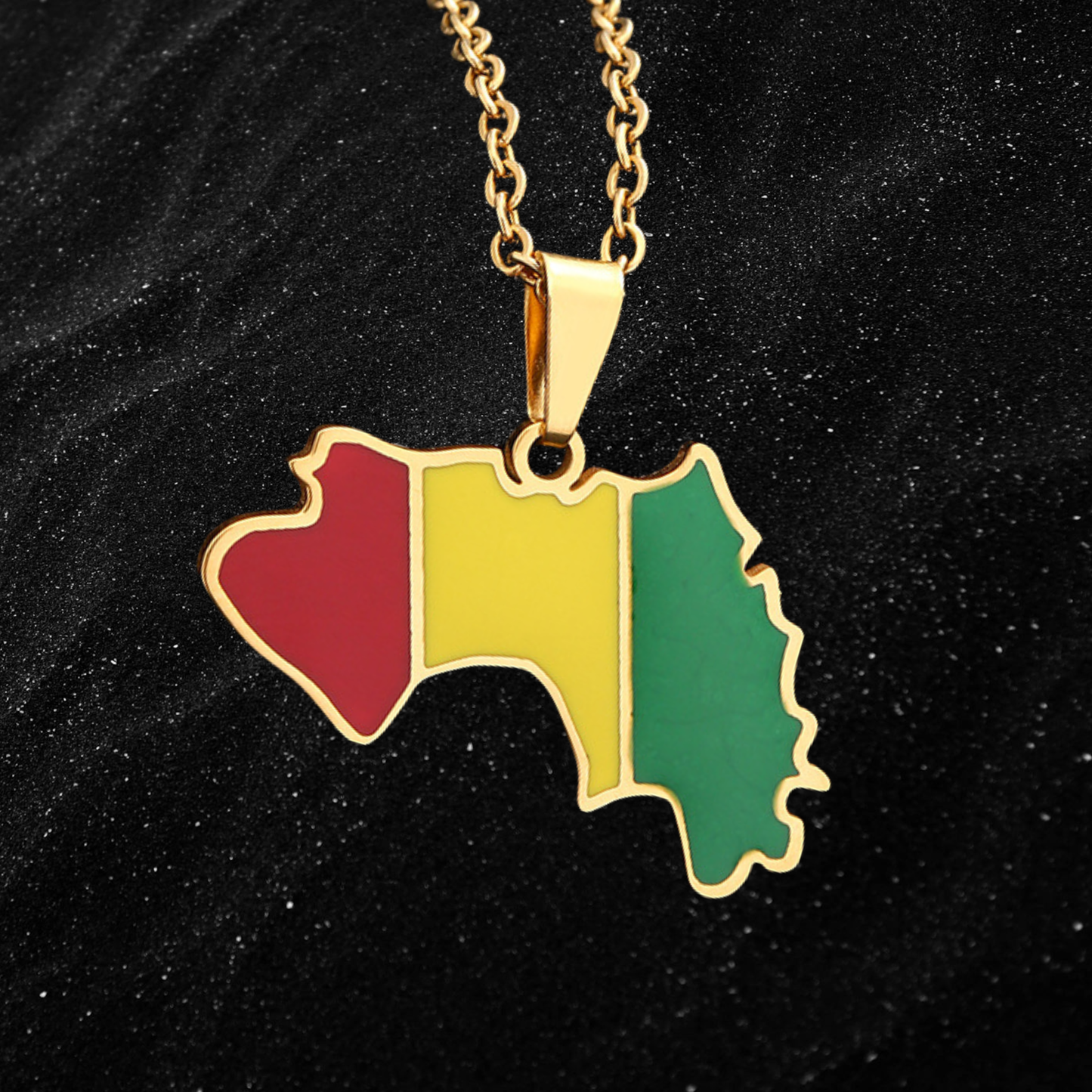 Guinea Map Necklace With Colored Flag