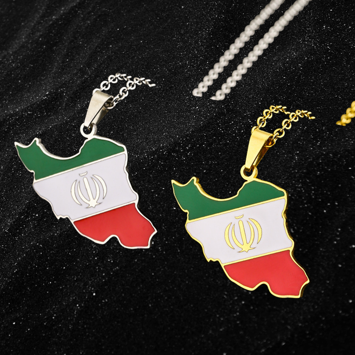 Iran Map Necklace With Colored Flag