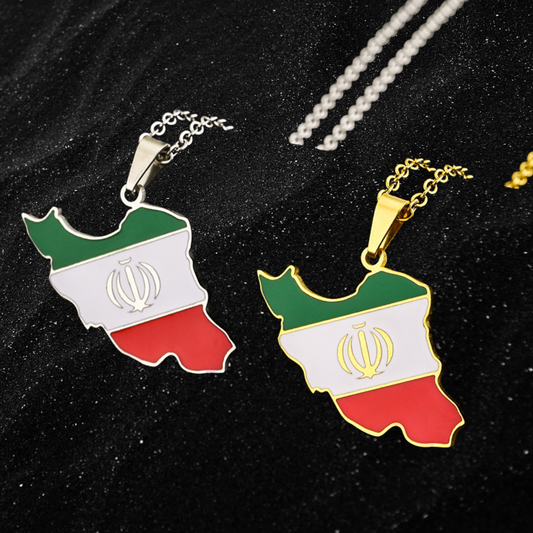Iran Map Necklace With Colored Flag