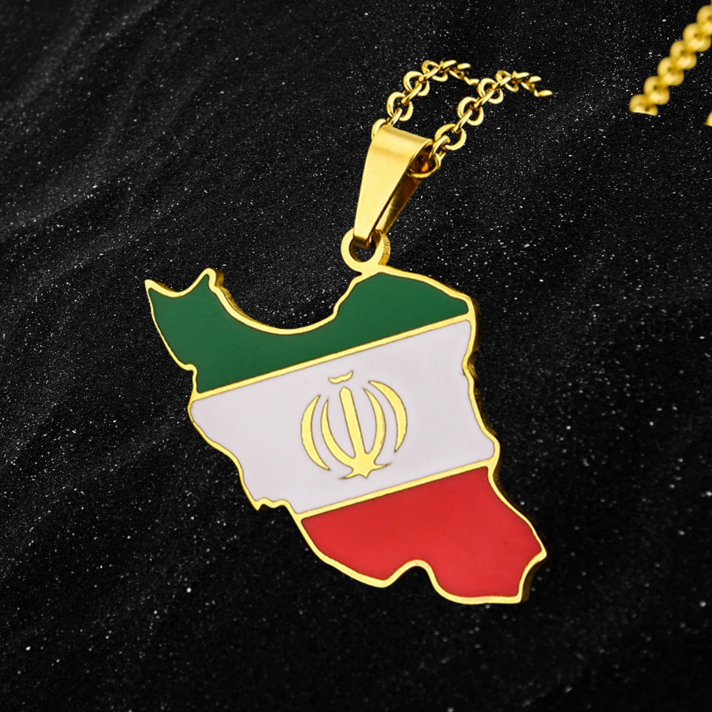 Iran Map Necklace With Colored Flag