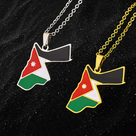 Jordan Map Necklace With Colored Flag