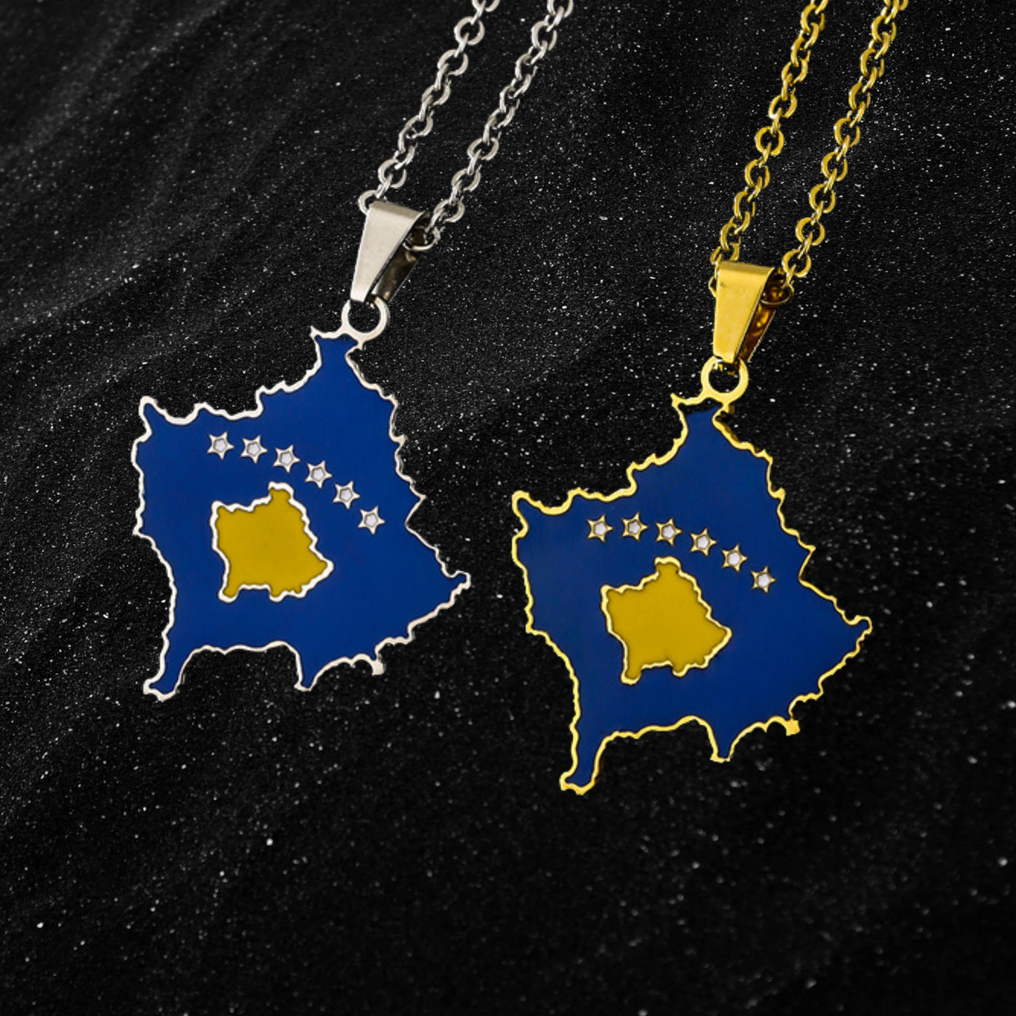 Kosovo Map Necklace With Colored Flag