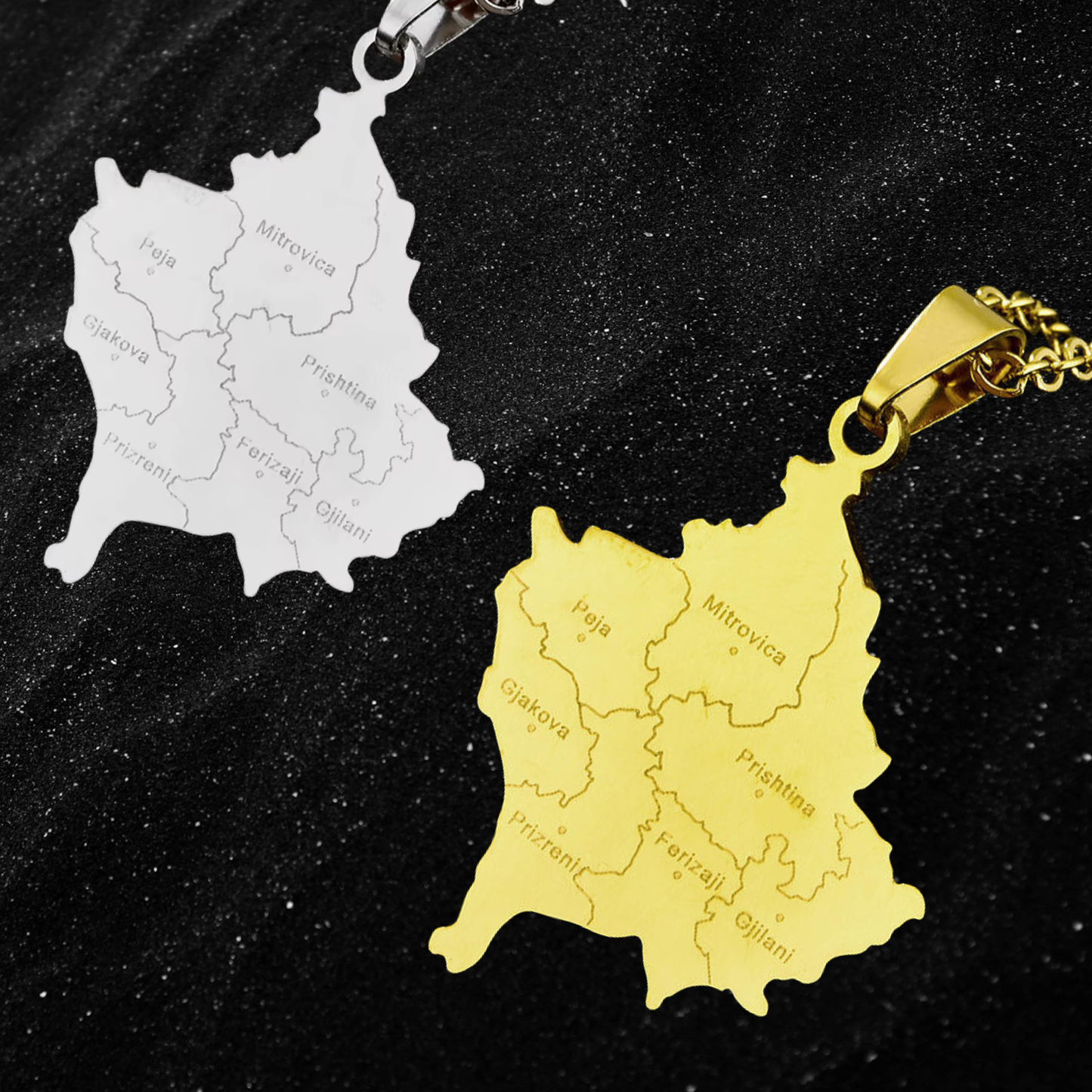 Kosovo Map Necklace With City Names