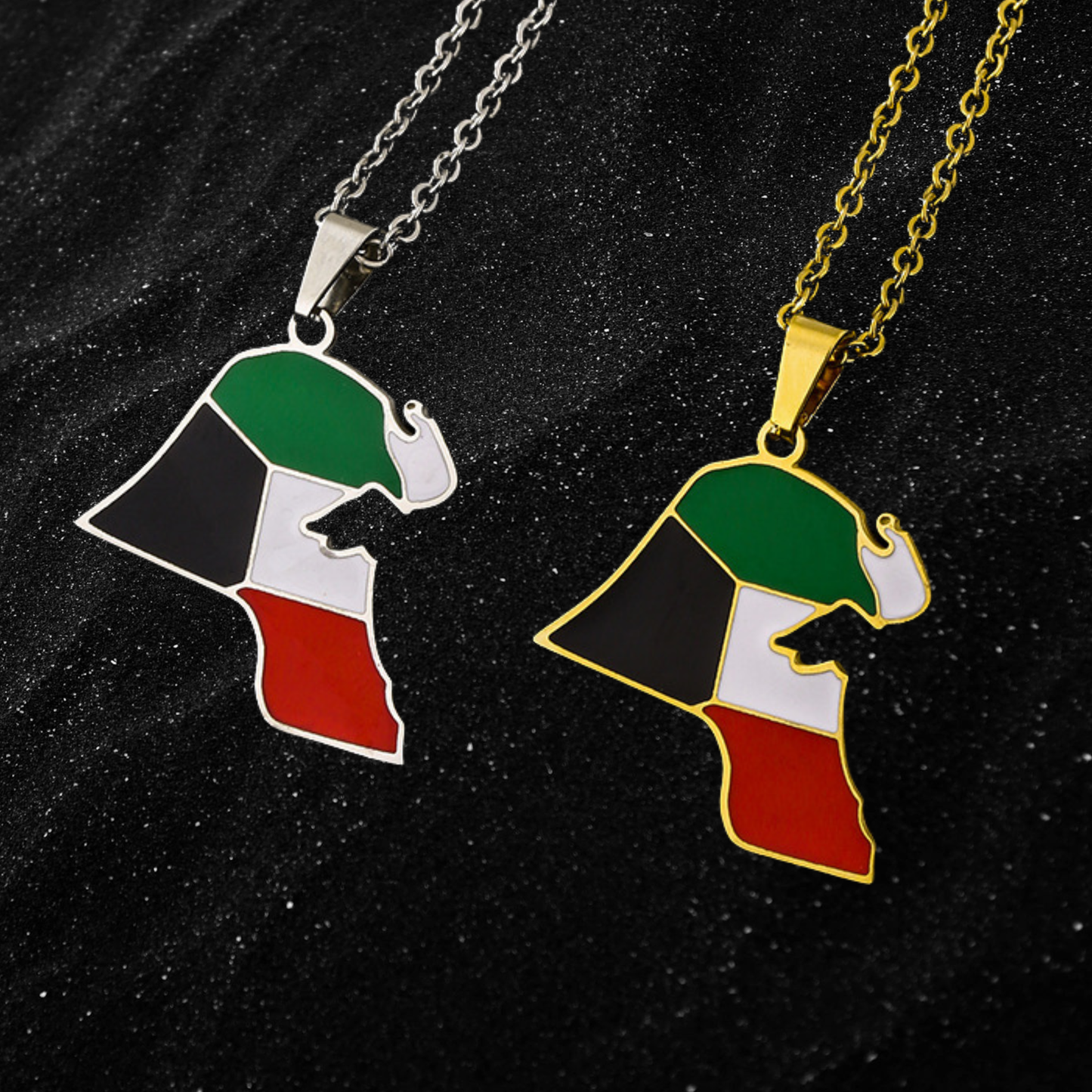 Kuwait Map Necklace With Colored Flag