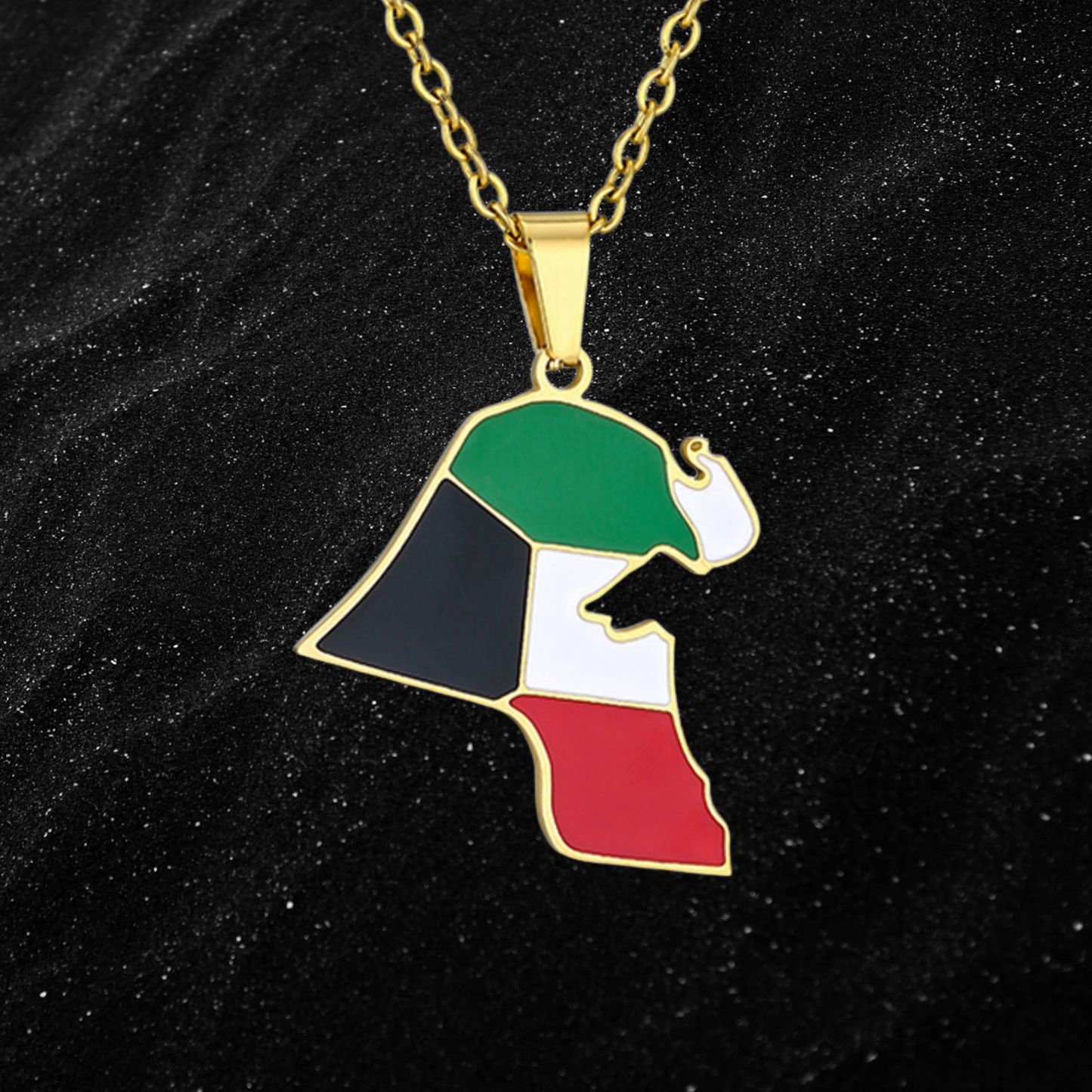 Kuwait Map Necklace With Colored Flag