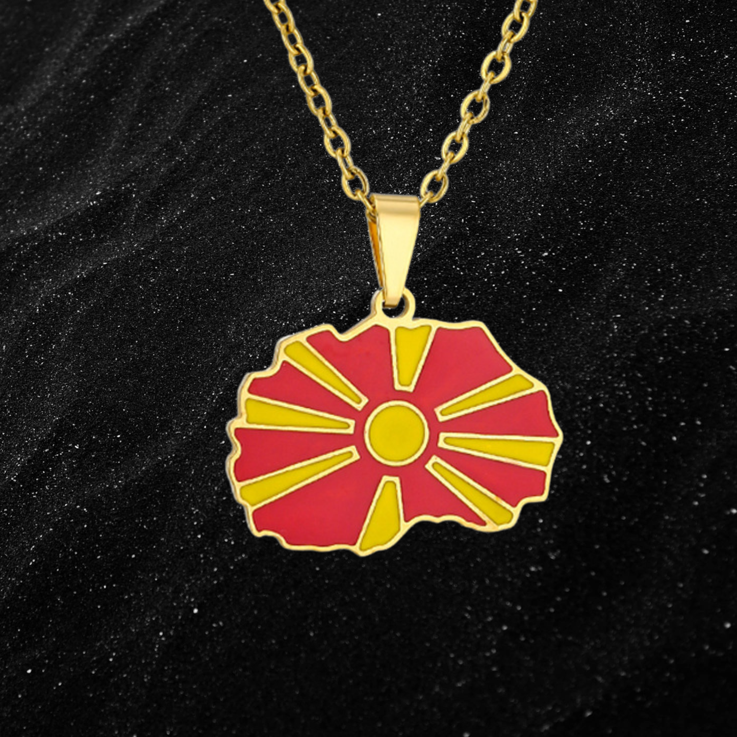 Macedonia Map Necklace With Colored Flag