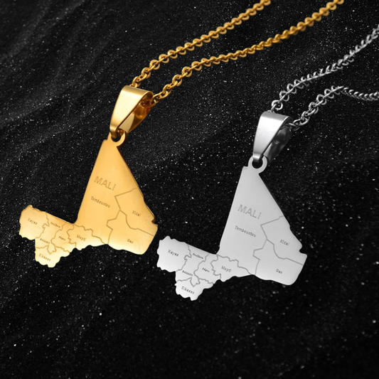 Mali Map Necklace With City Names