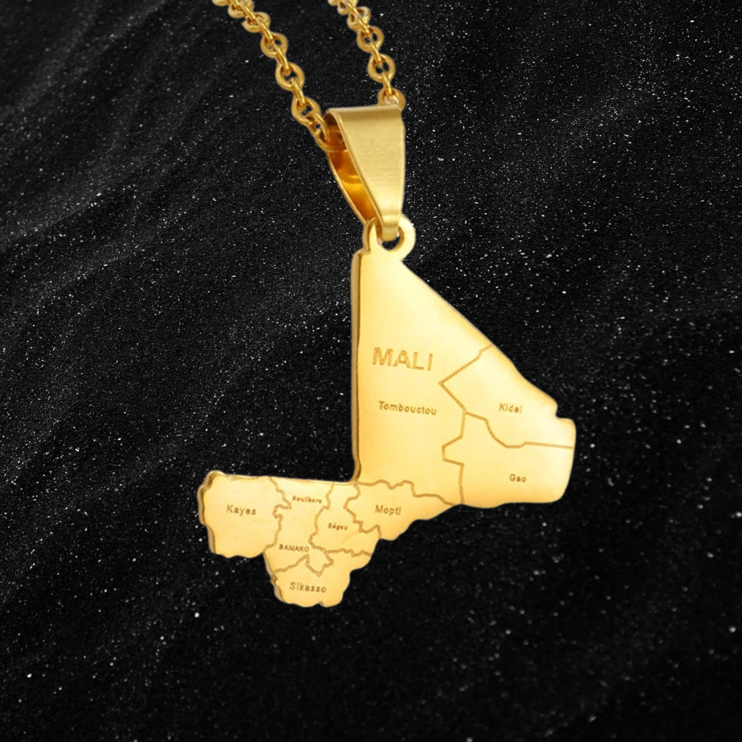 Mali Map Necklace With City Names