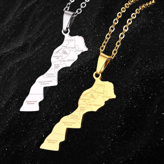 Morocco Map Necklace With City Names