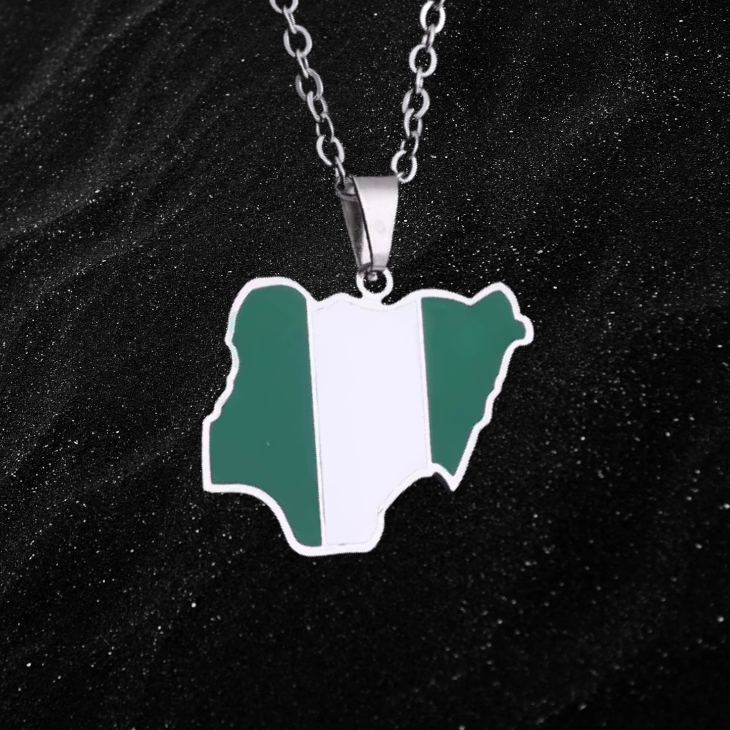 Nigeria Map Necklace With Colored Flag