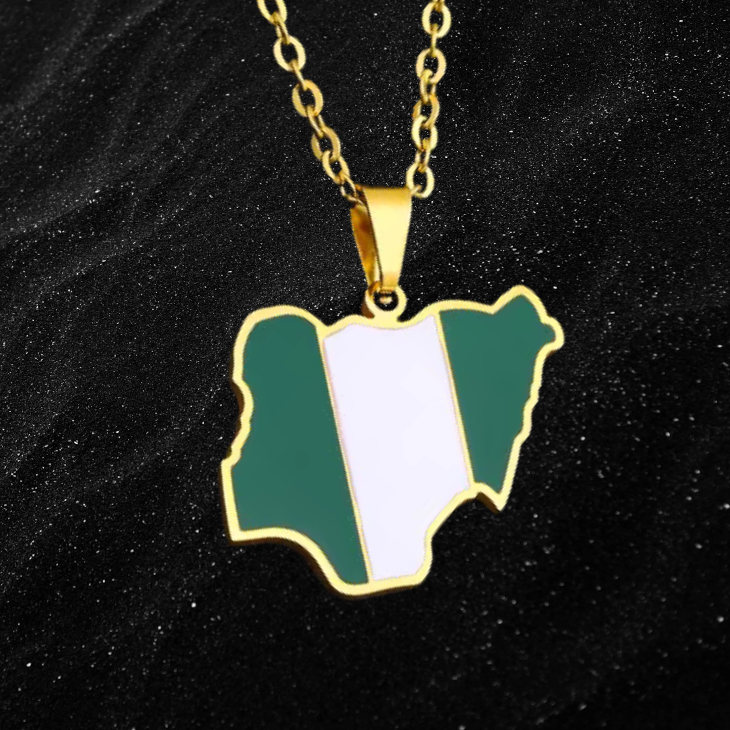 Nigeria Map Necklace With Colored Flag
