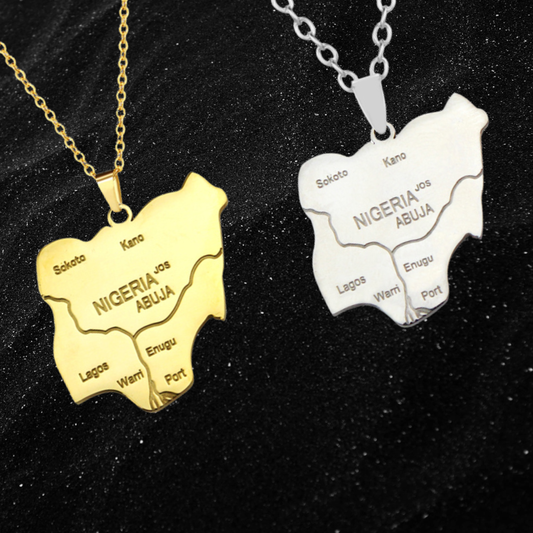 Nigeria Map Necklace With City Names