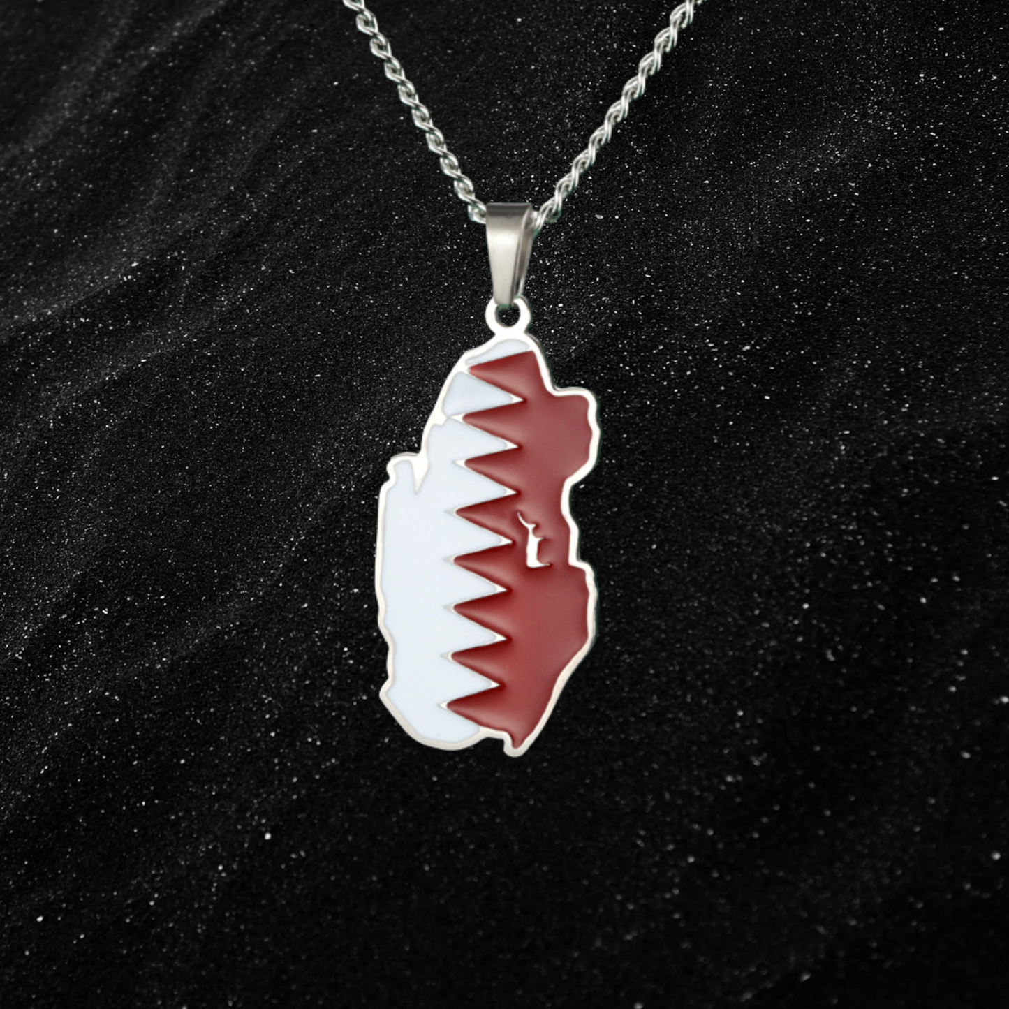 Qatar Map Necklace With Colored Flag