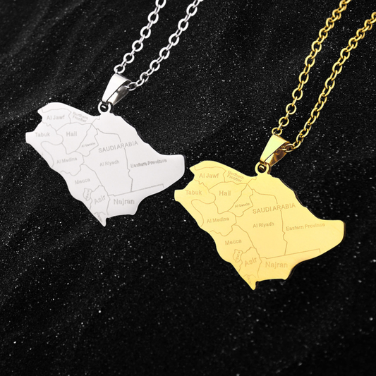 Saudi Arabia Map Necklace With City Names