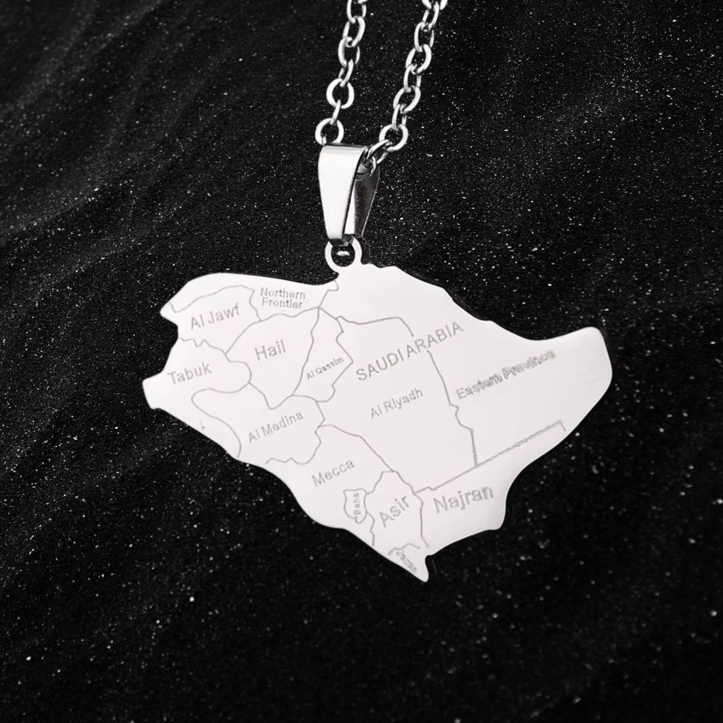 Saudi Arabia Map Necklace With City Names