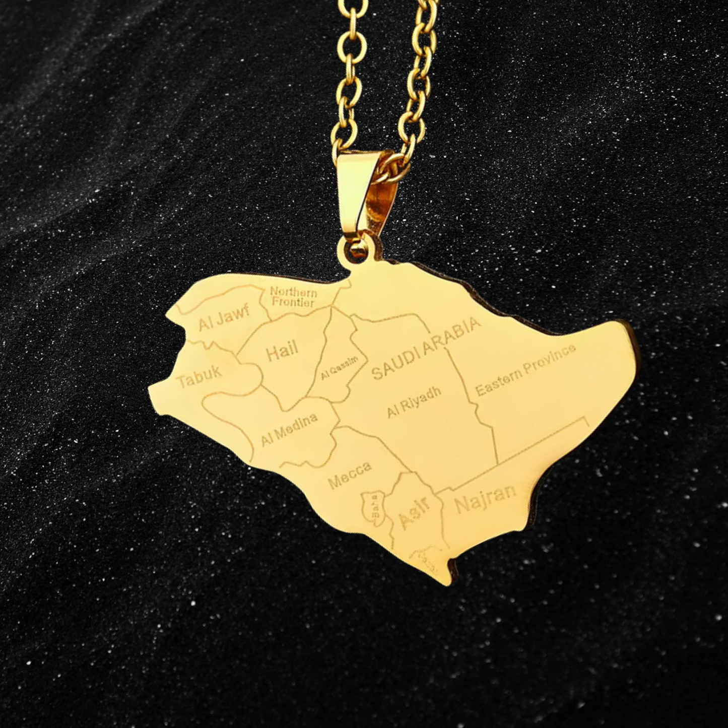 Saudi Arabia Map Necklace With City Names