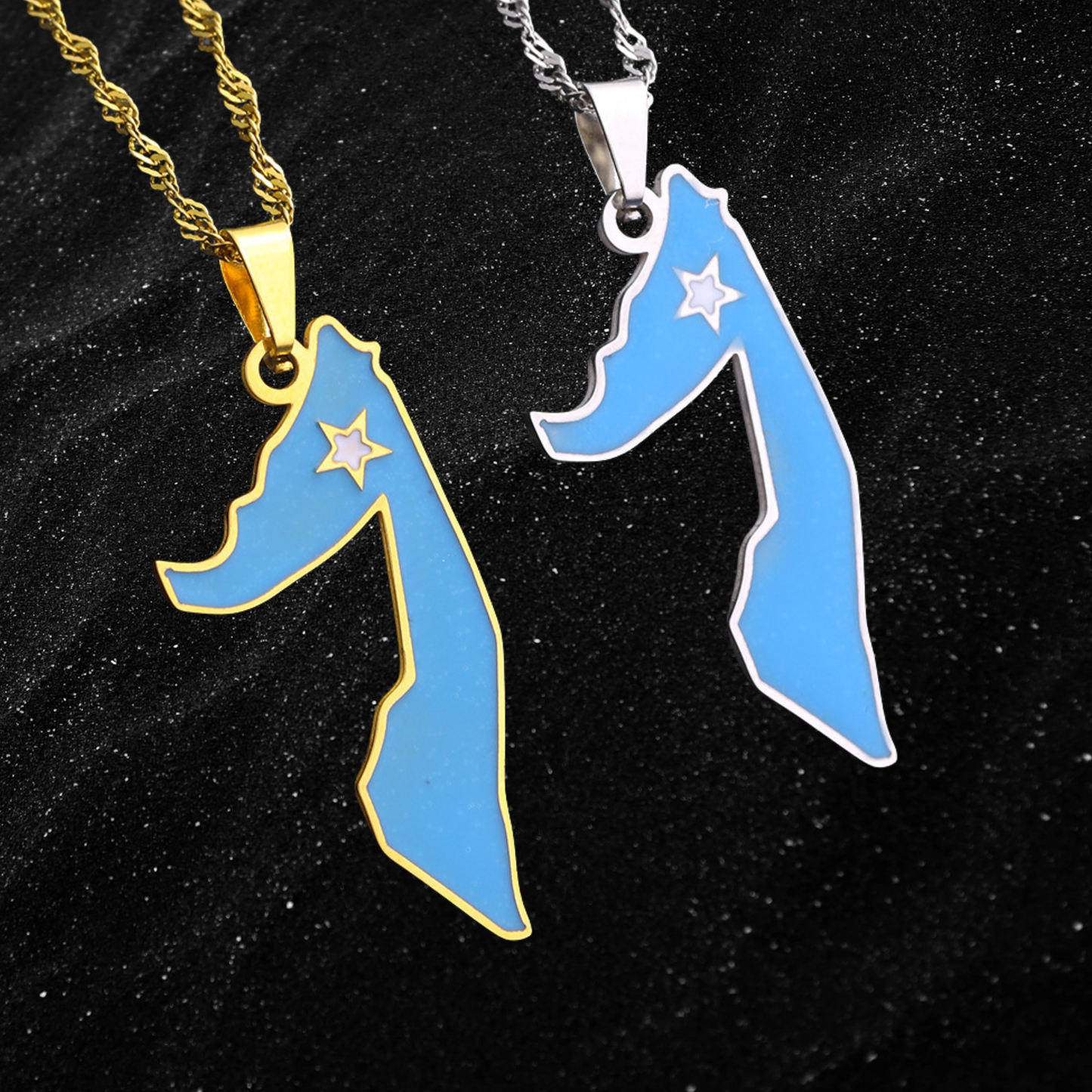 Somalia Map Necklace With Colored Flag