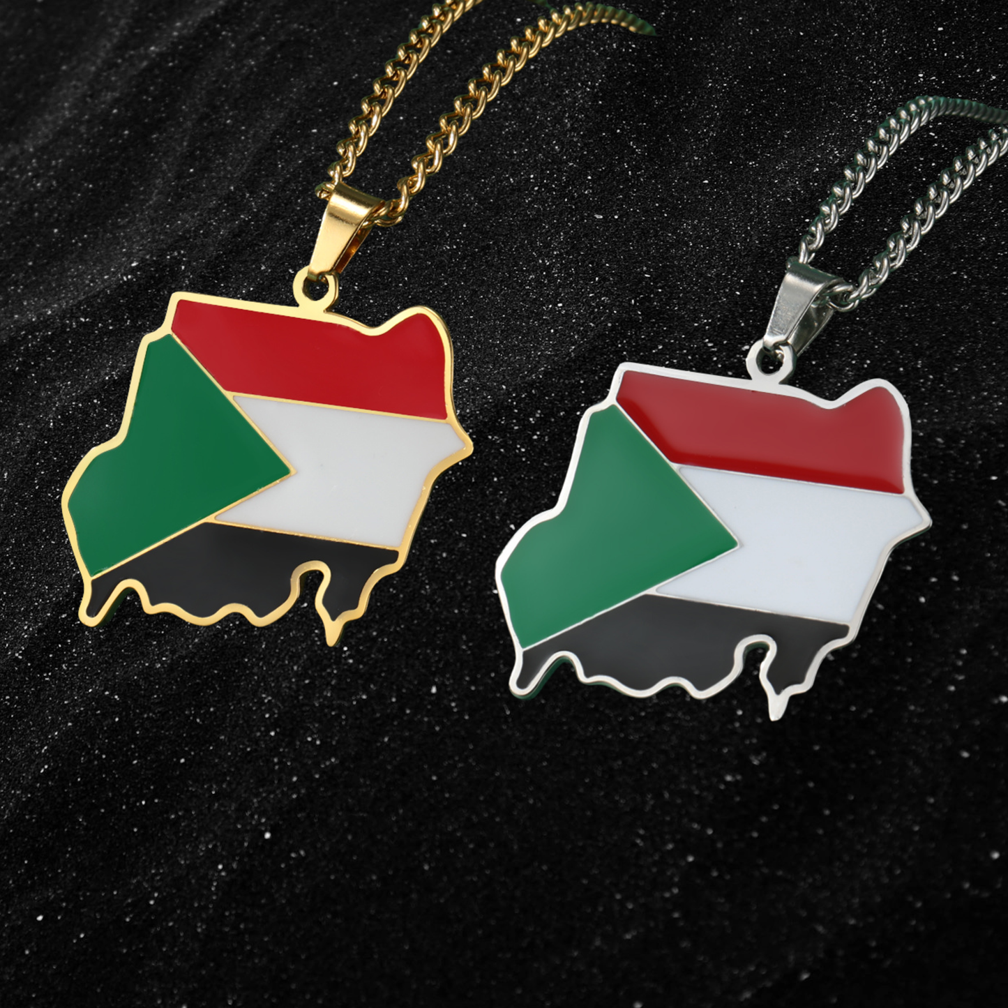 Sudan Map Necklace With Colored Flag