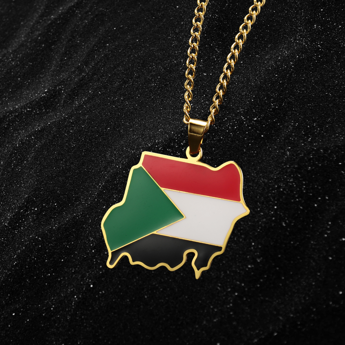 Sudan Map Necklace With Colored Flag