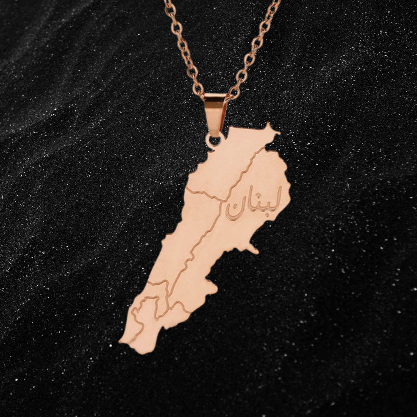 Lebanon Map Necklace With City Borders