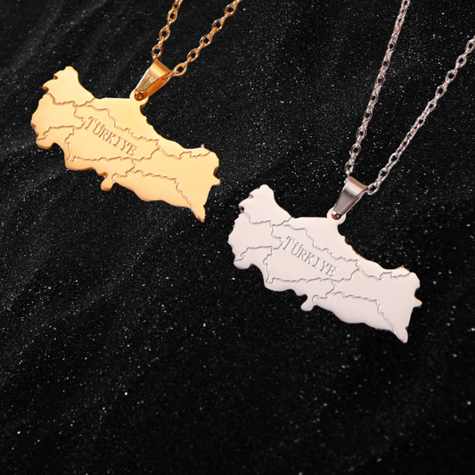 Turkey Map Necklace With City Names