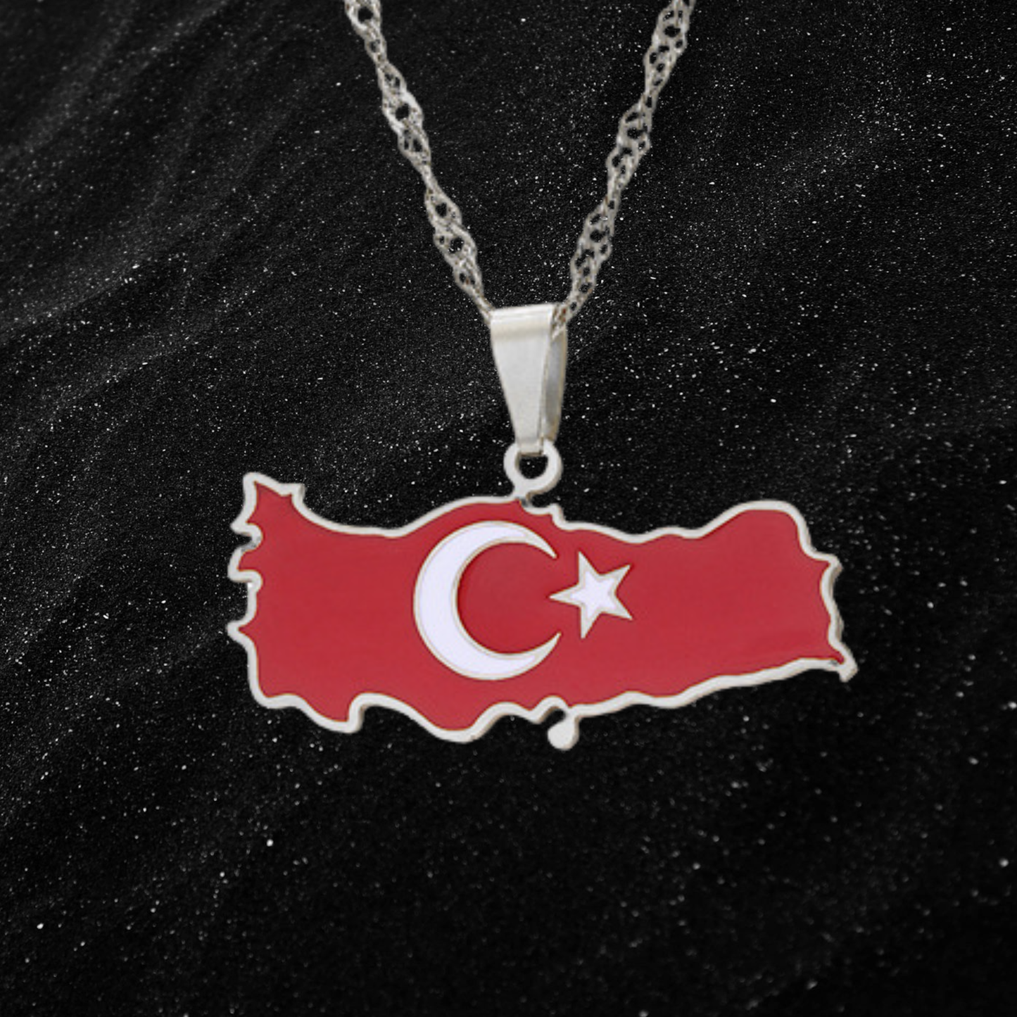 Turkey Map Necklace With Colored Flag