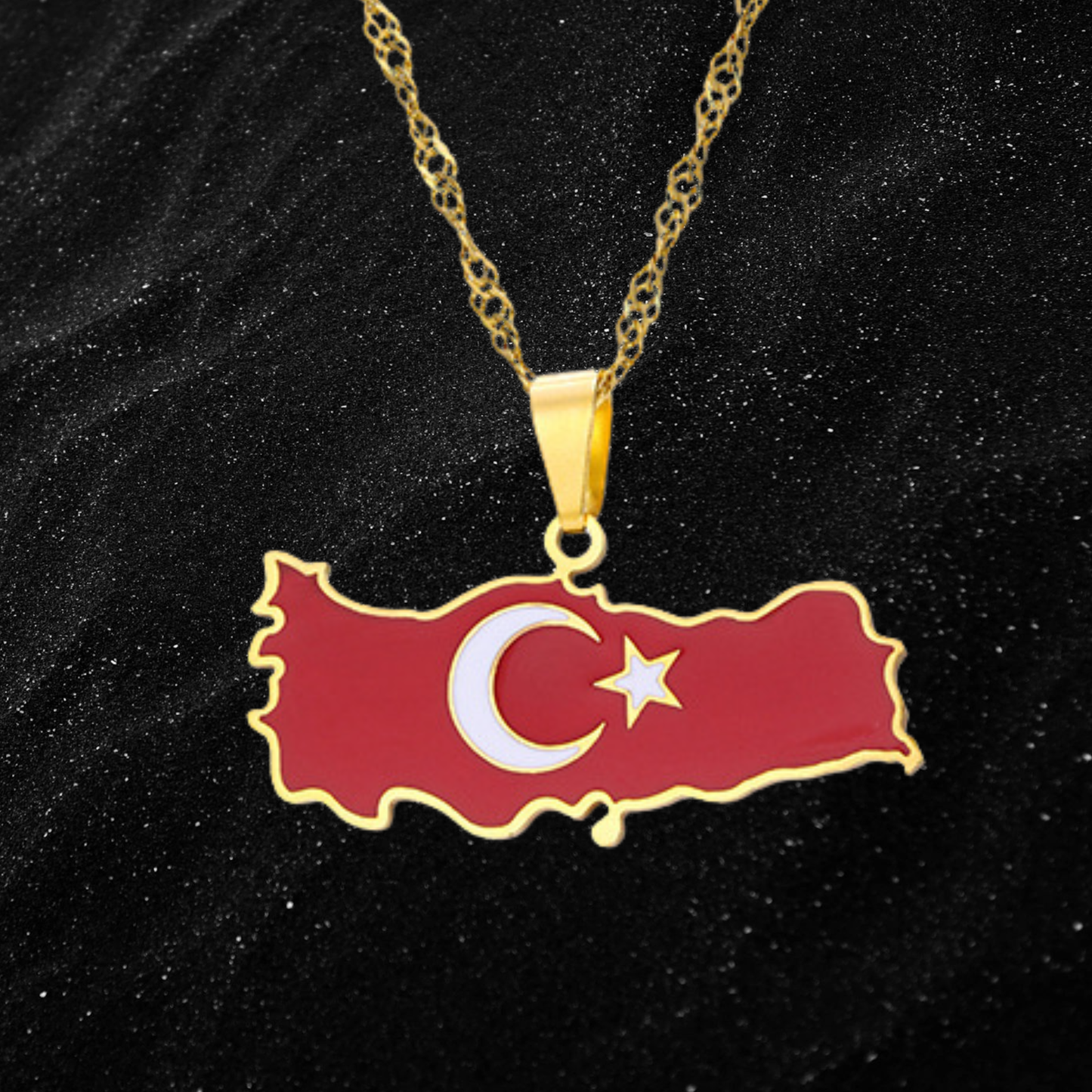Turkey Map Necklace With Colored Flag