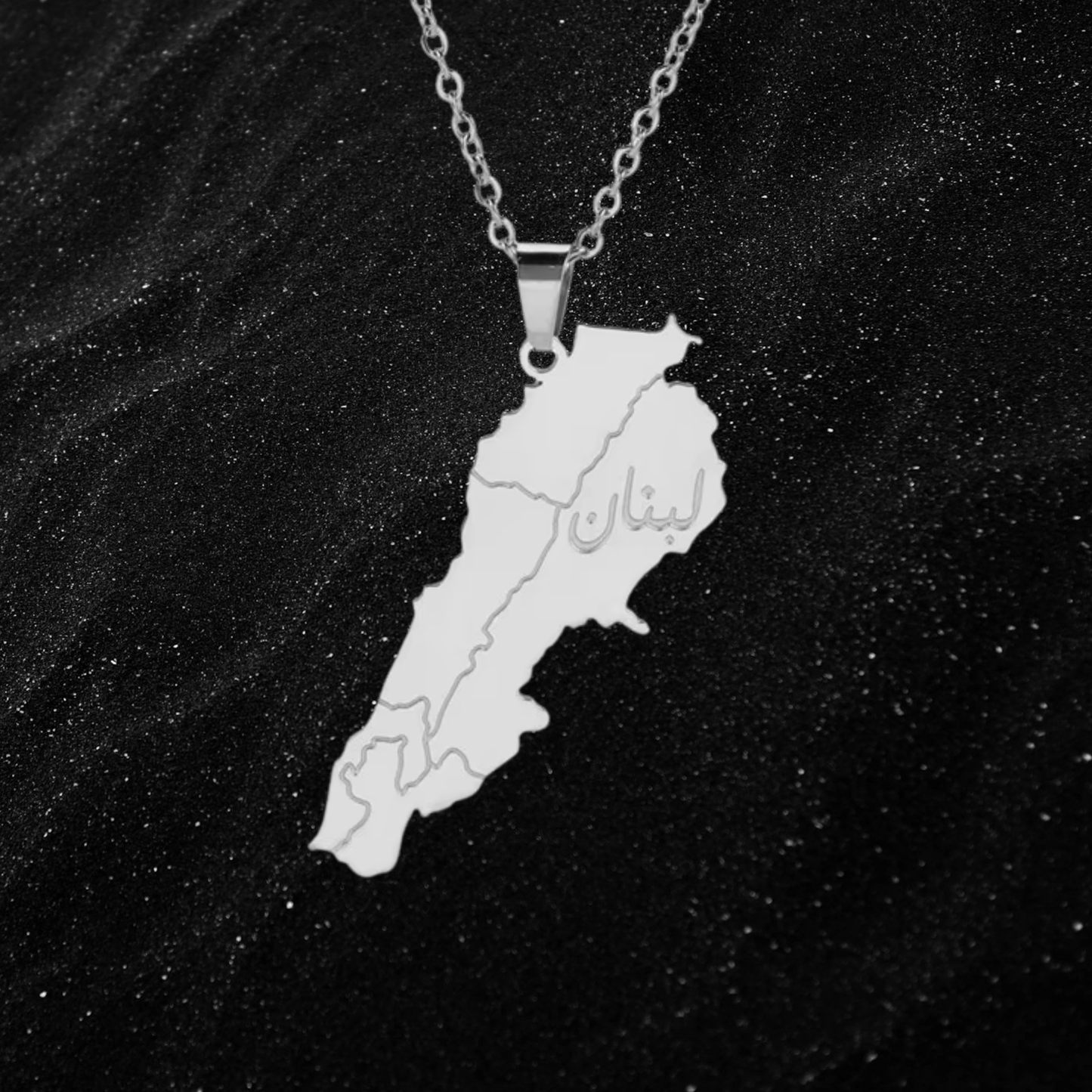 Lebanon Map Necklace With City Borders