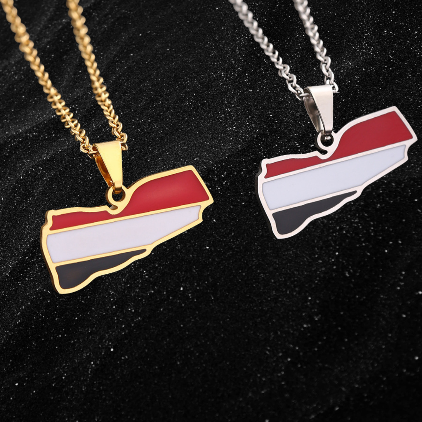 Yemen Map Necklace With Colored Flag