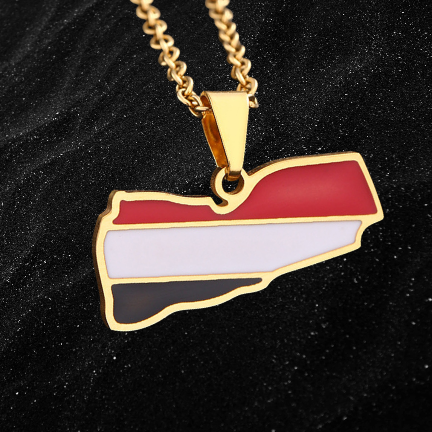 Yemen Map Necklace With Colored Flag