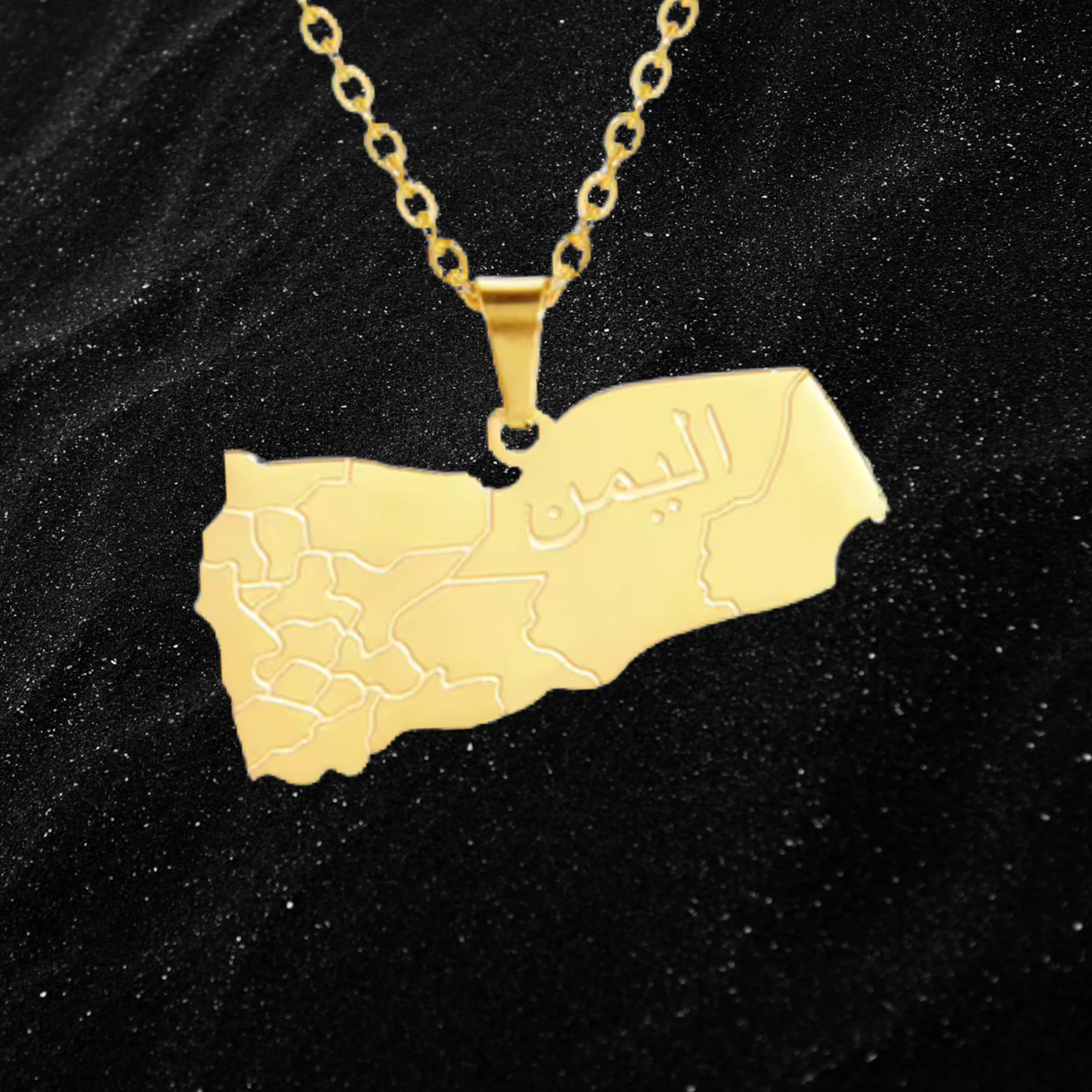 Yemen Map Necklace With City Names