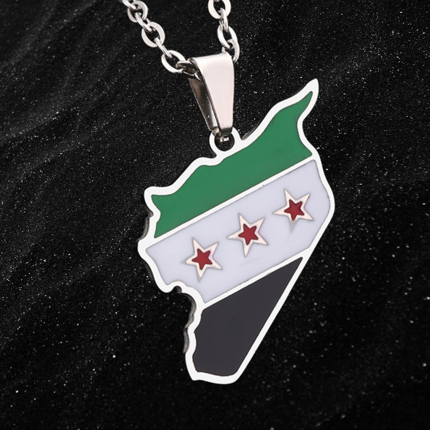 Syria Map Necklace With Colored Flag