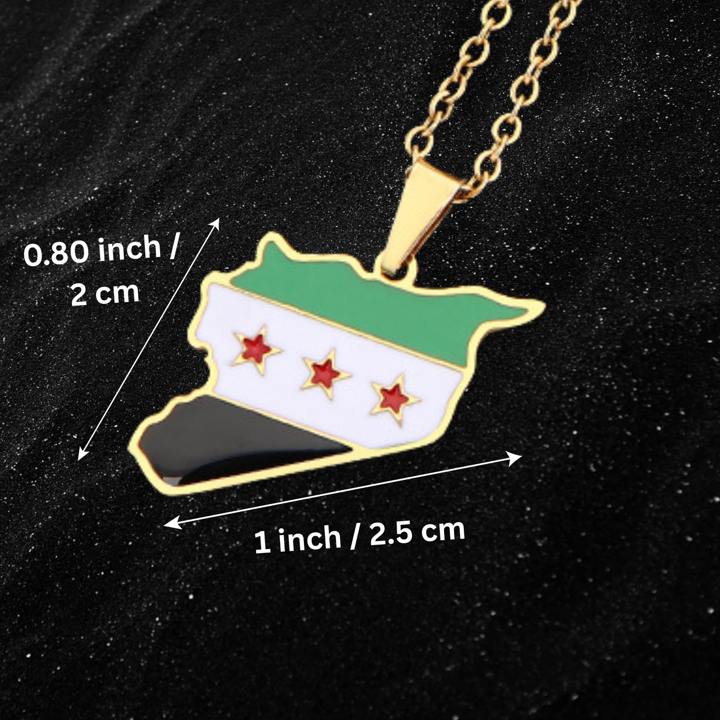 Syria Map Necklace With Colored Flag