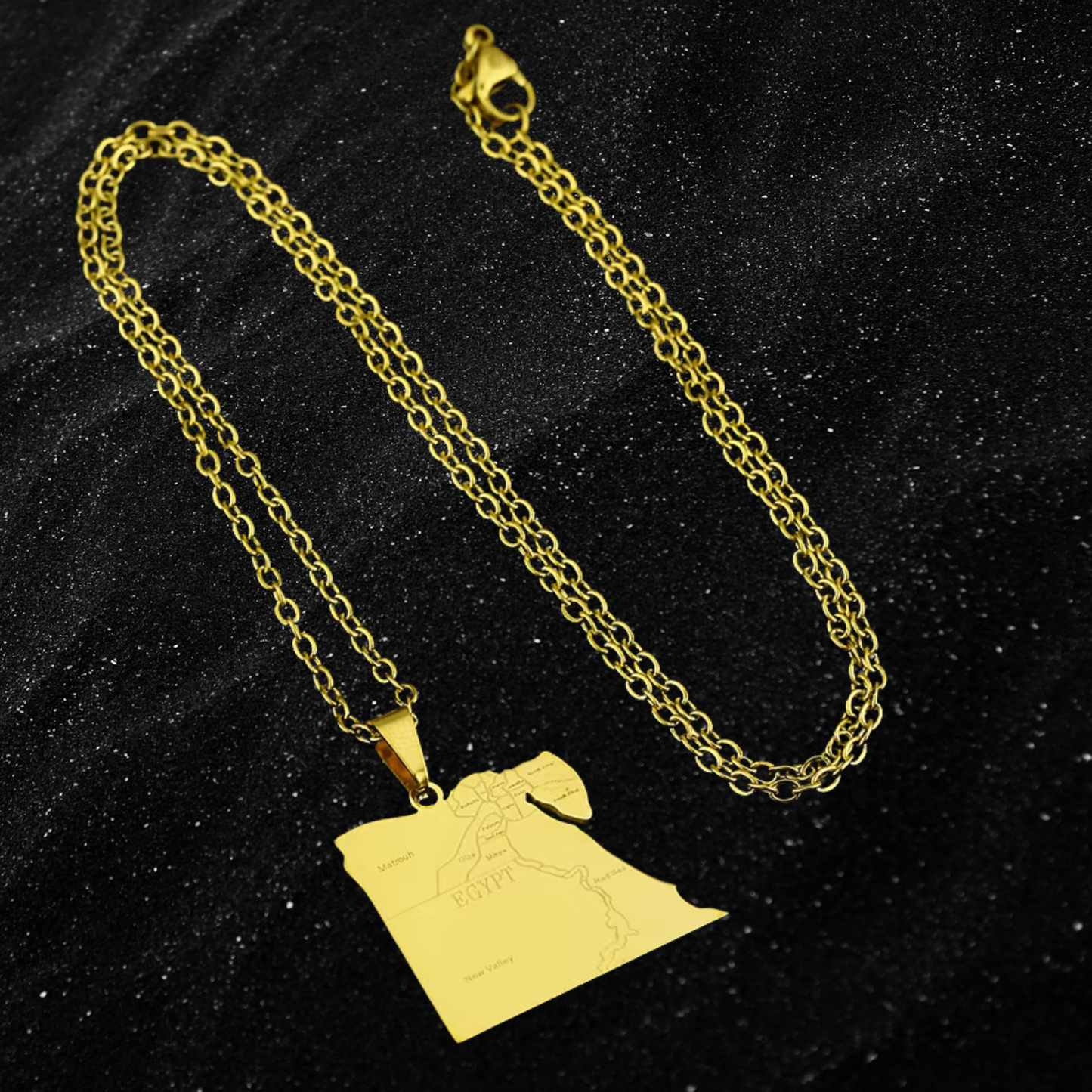 Egypt Map Necklace With City Names
