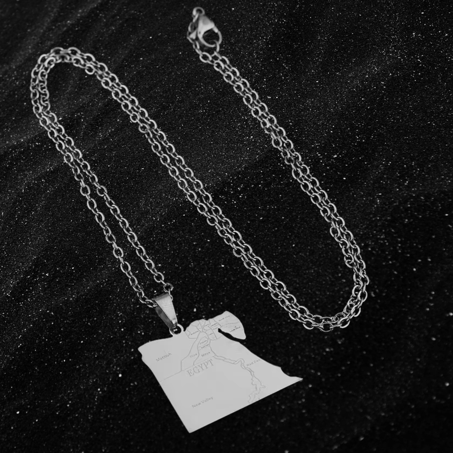 Egypt Map Necklace With City Names