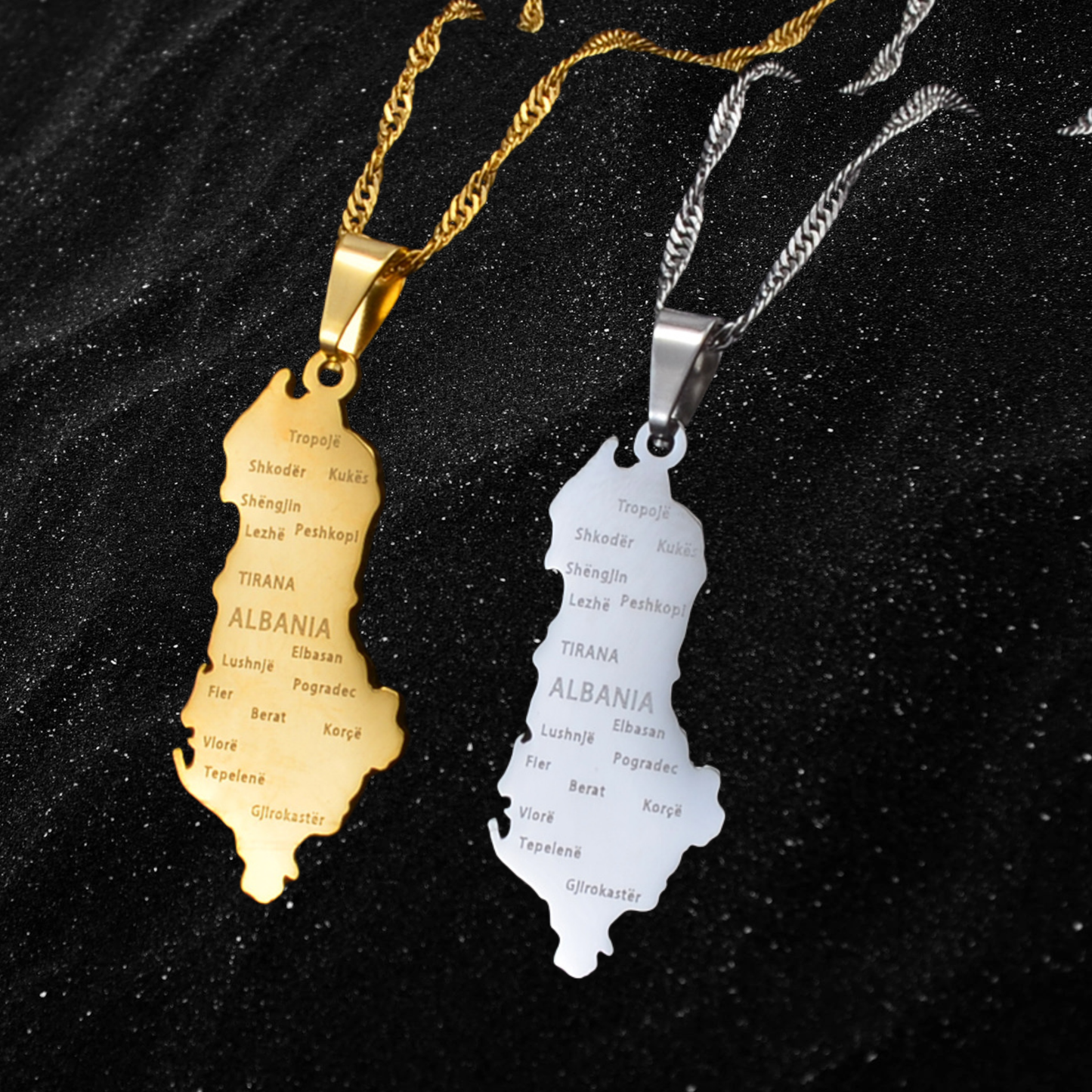 Albania Map Necklace With City Names