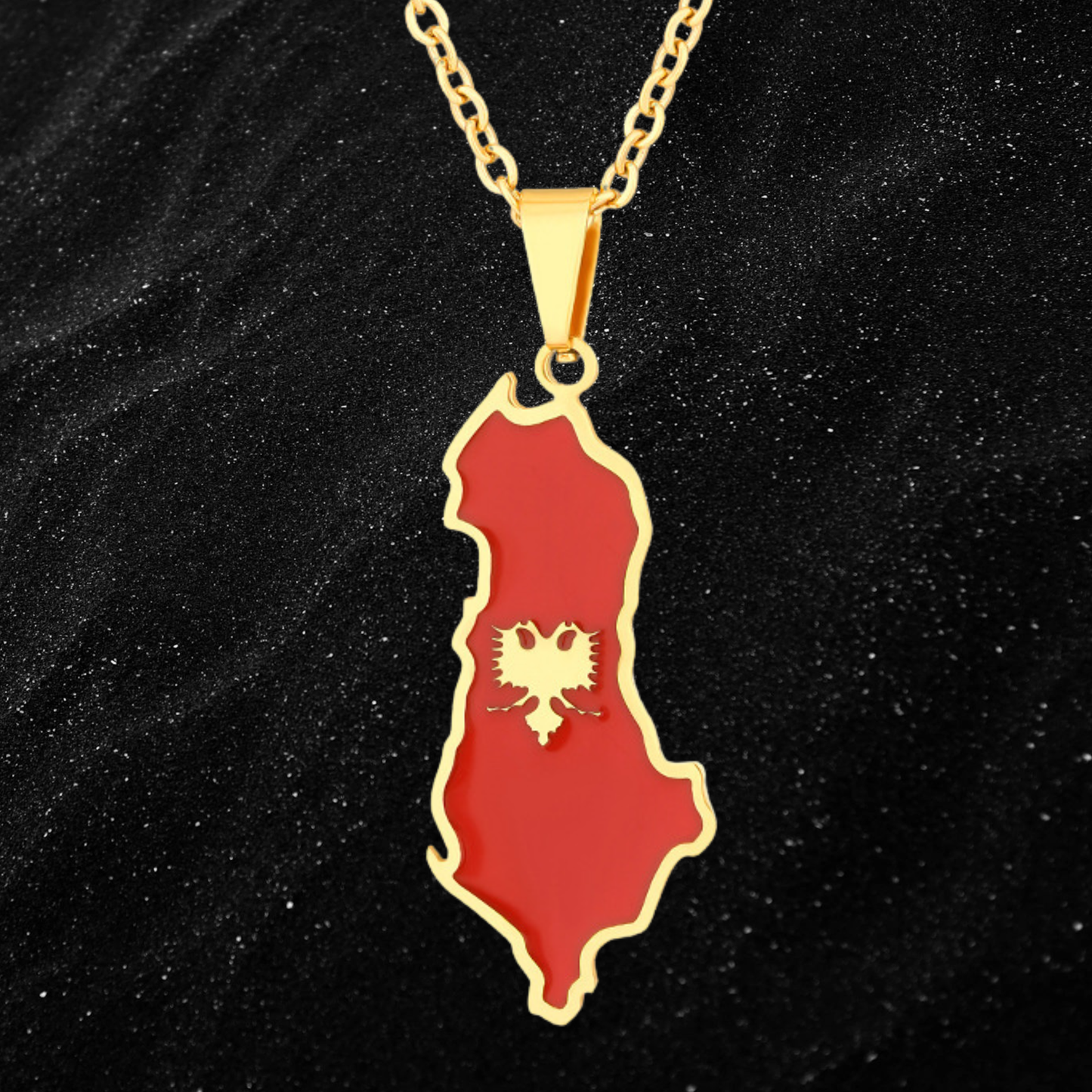 Albania Map Necklace With Colored Flag