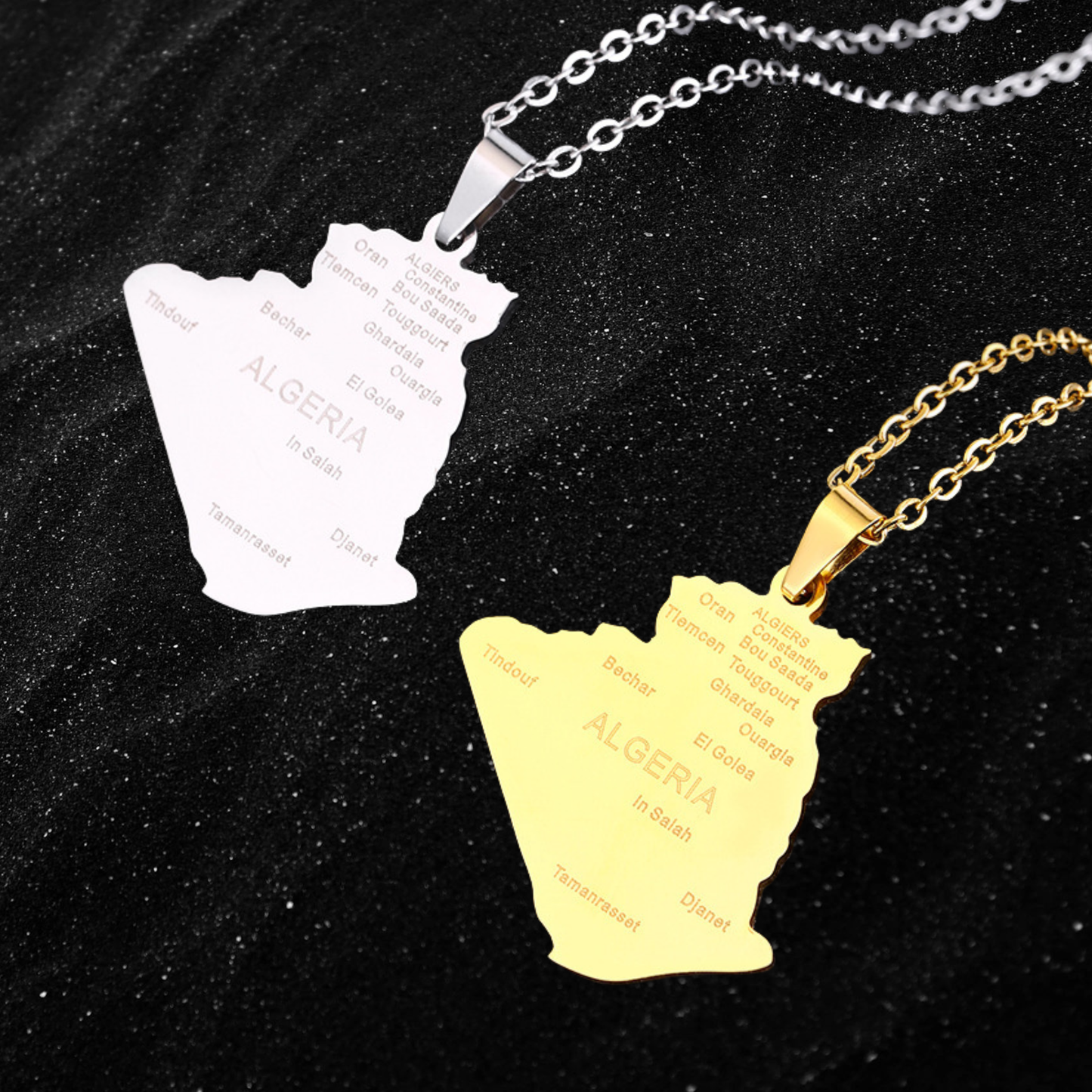 Algeria Map Necklace With City Names